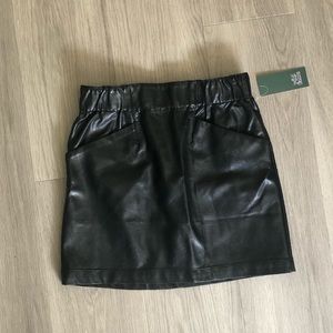 Black Faux Leather Skirt